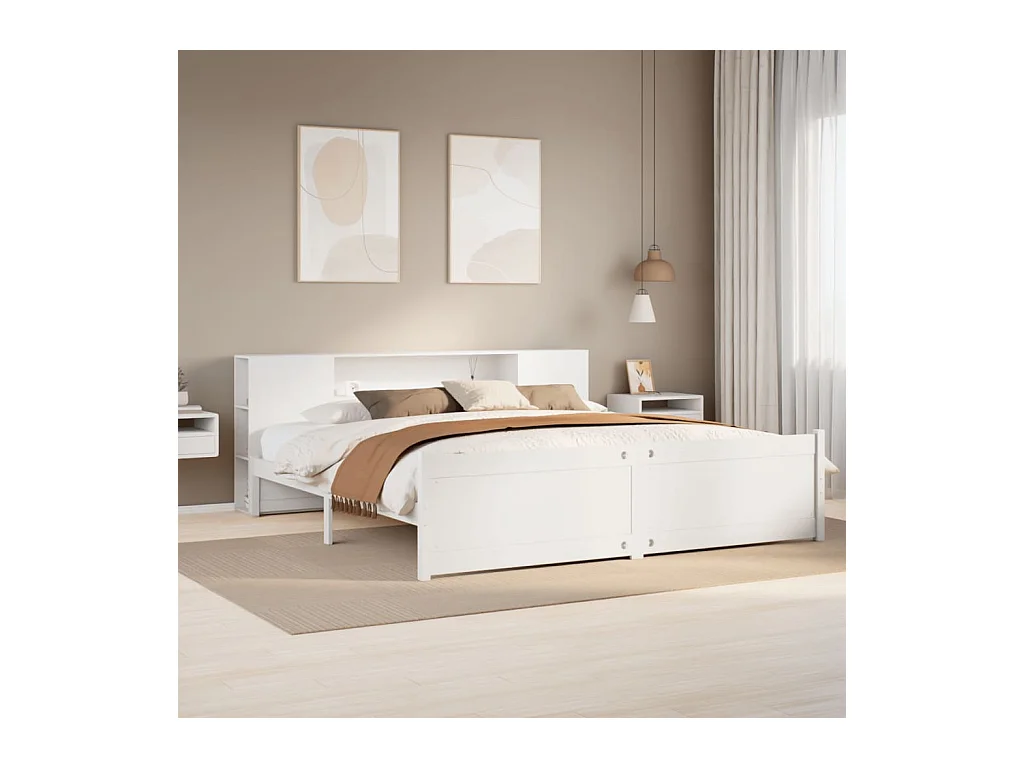 Wit boekenkastbed zonder matras 180x200 cm massief grenenhout