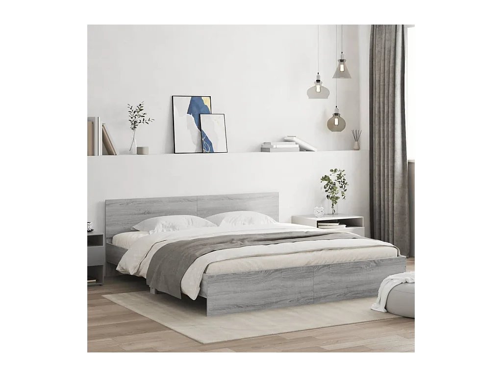 Estructura de cama sin colchón Sonoma gris 160x200 cm