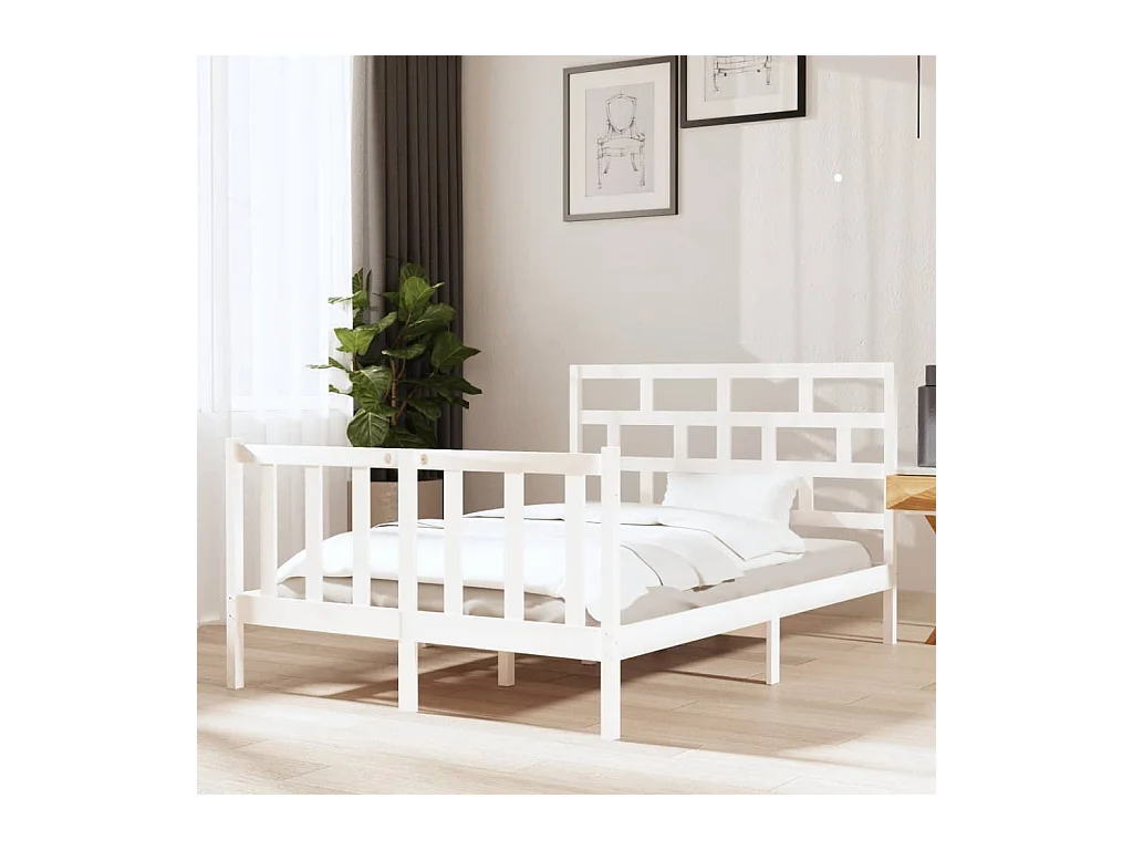Struttura letto senza materasso in legno massello di pino bianco