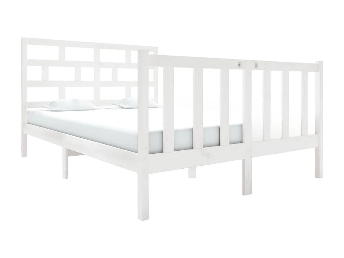 Cadre de lit sans matelas blanc bois de pin massif