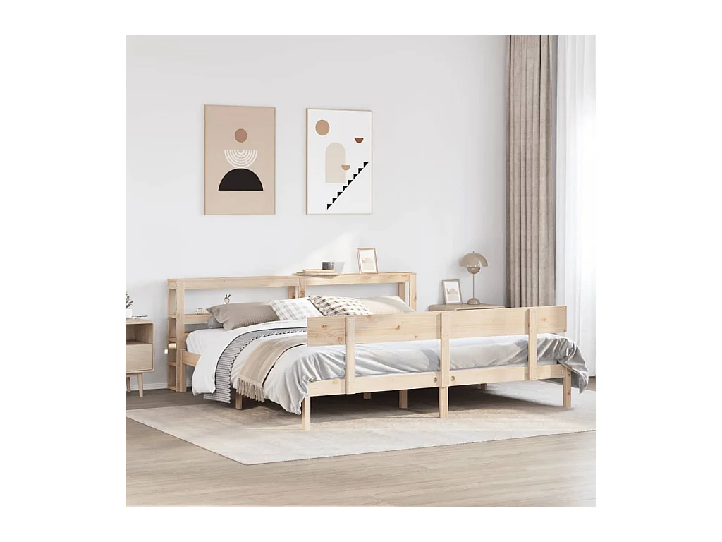 Struttura letto senza materasso 200x200 cm in legno massello di pino