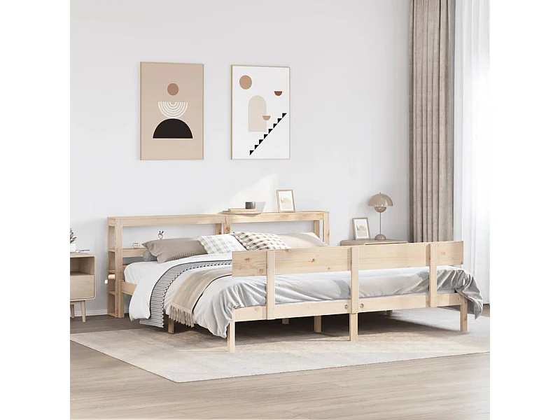 Struttura letto senza materasso 200x200 cm in legno massello di pino