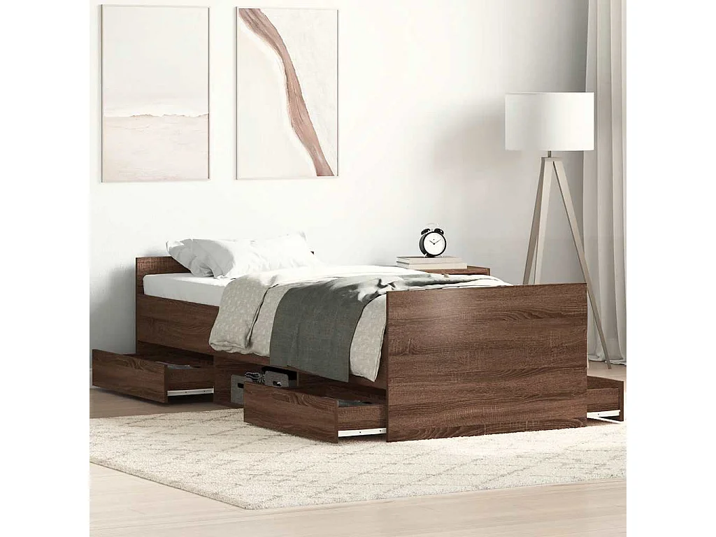 Cadre de lit sans matelas chêne marron 90x200 cm