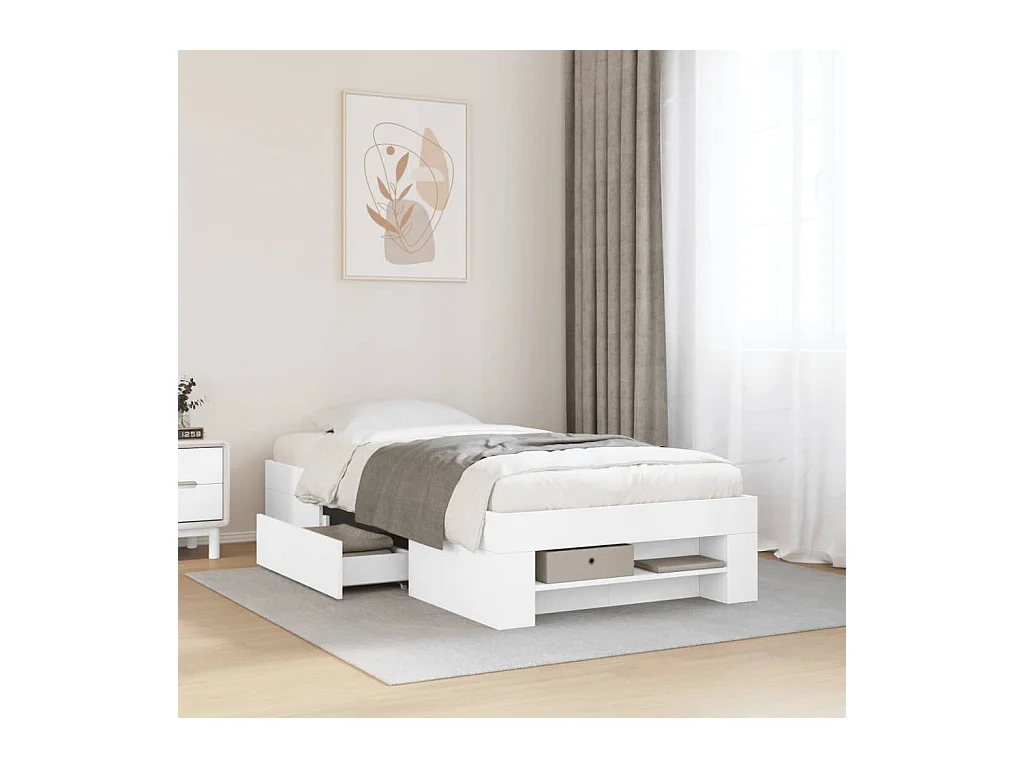 Struttura letto senza materasso bianco 90x200 cm in legno ingegnerizzato