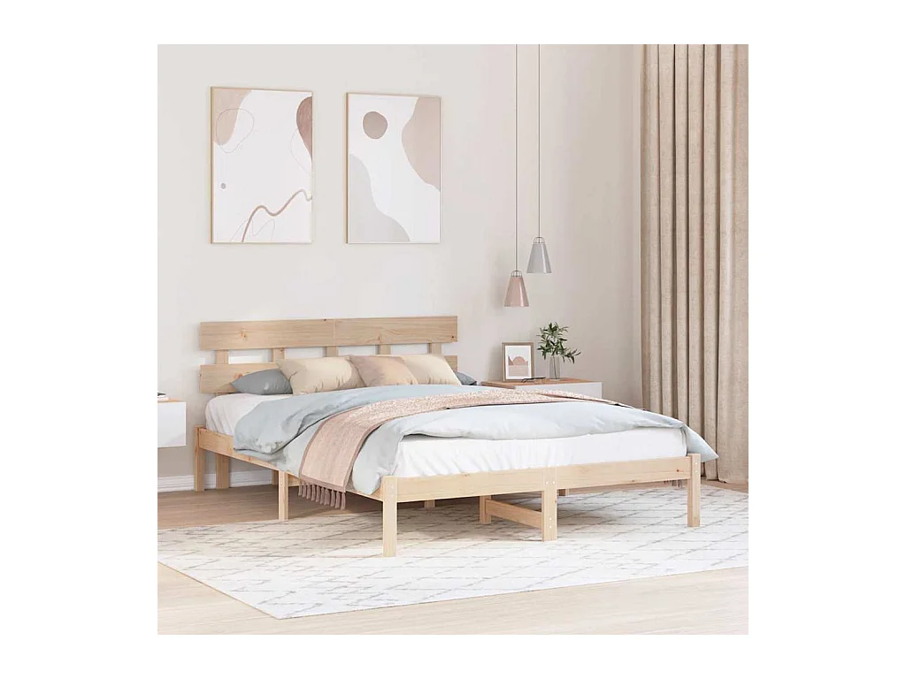 Struttura letto marrone 160 x 200 cm in legno massello di pino
