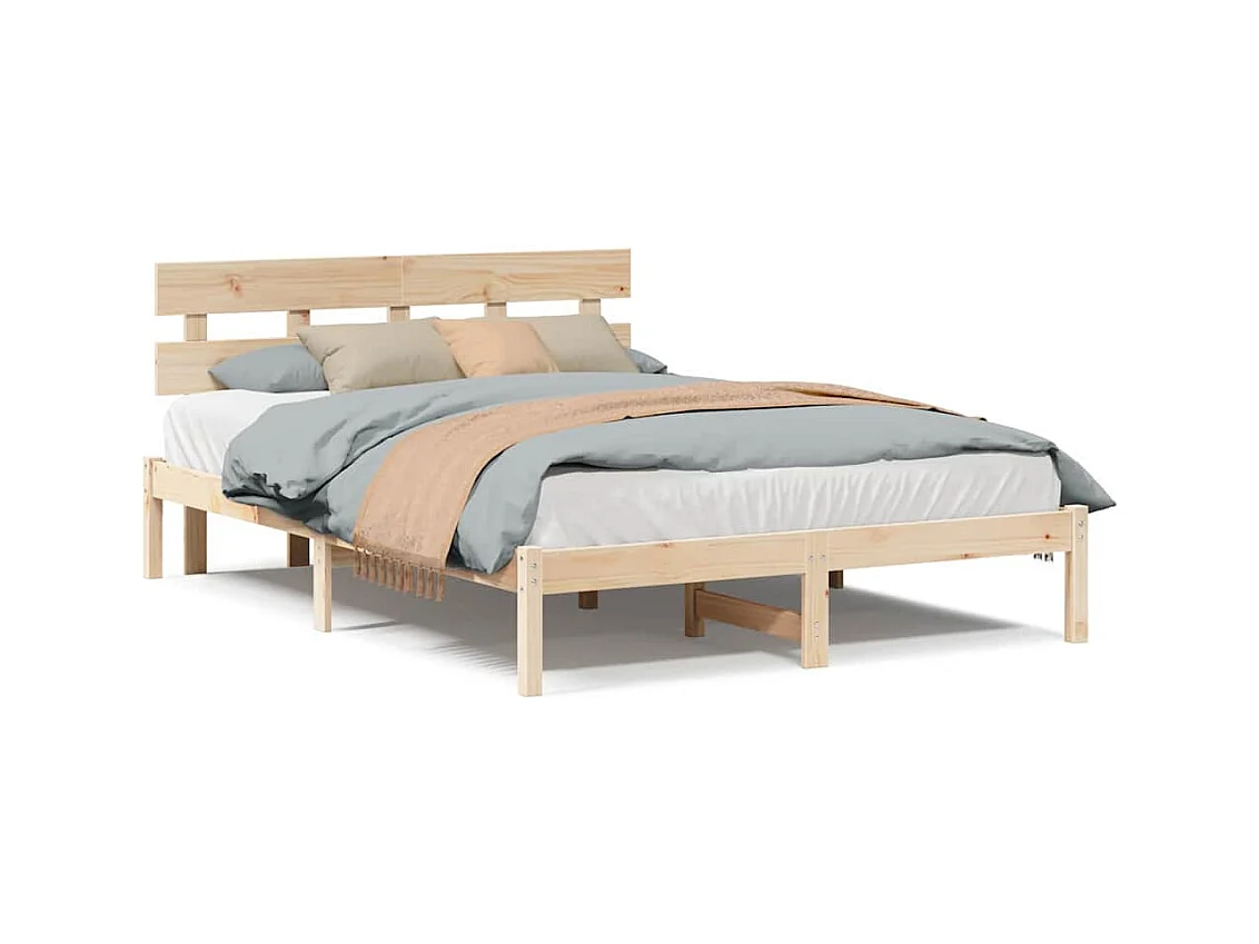 Struttura letto marrone 160 x 200 cm in legno massello di pino