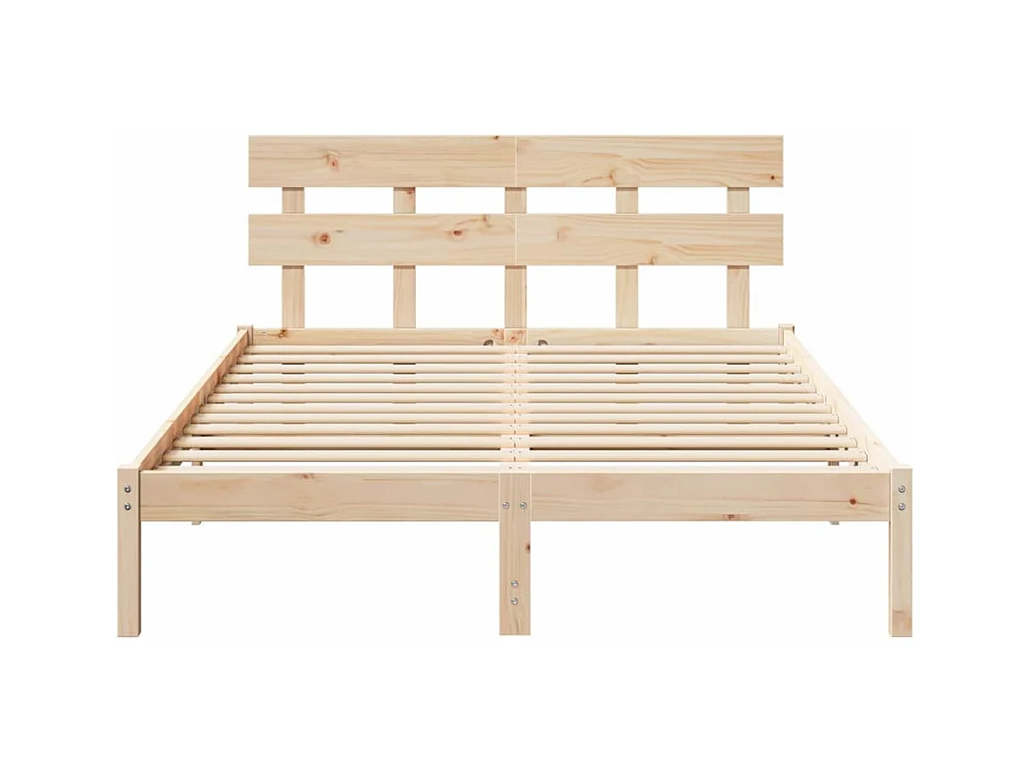 Struttura letto marrone 160 x 200 cm in legno massello di pino