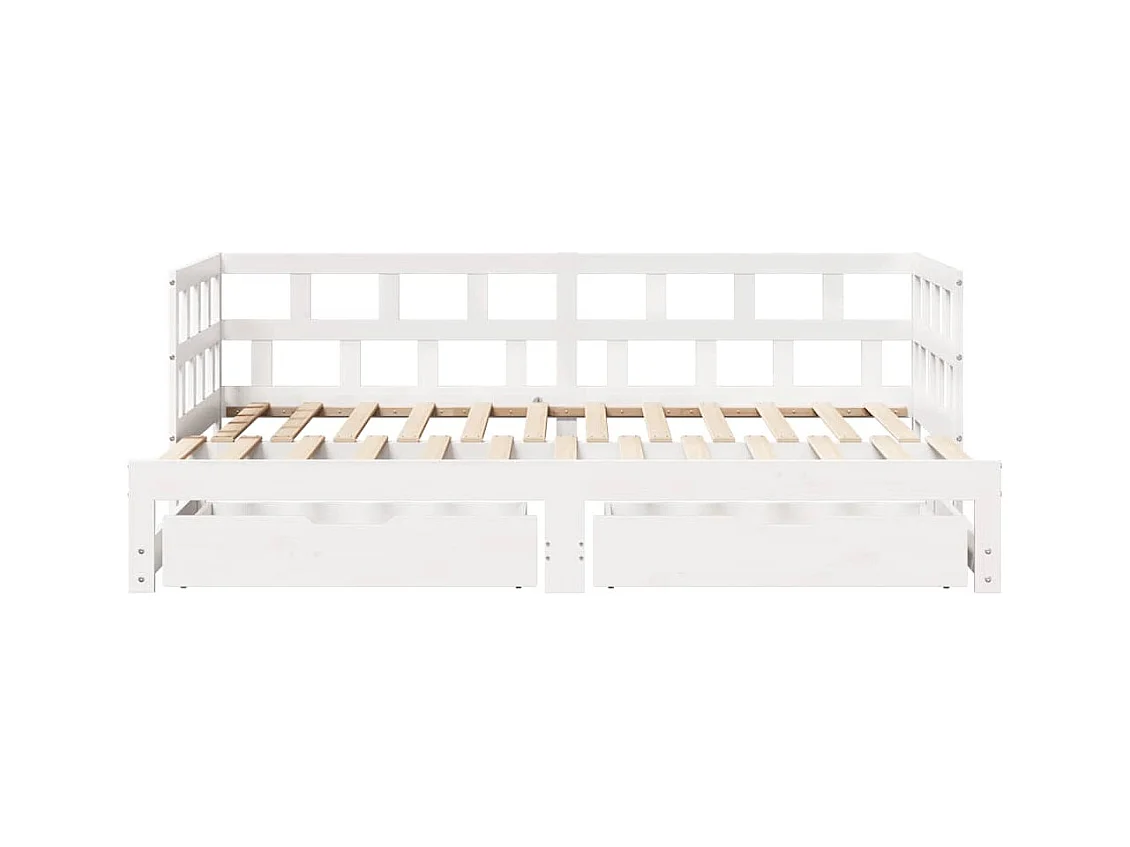 Cama de día con nido y cajones sin colchón blanco 90x190cm