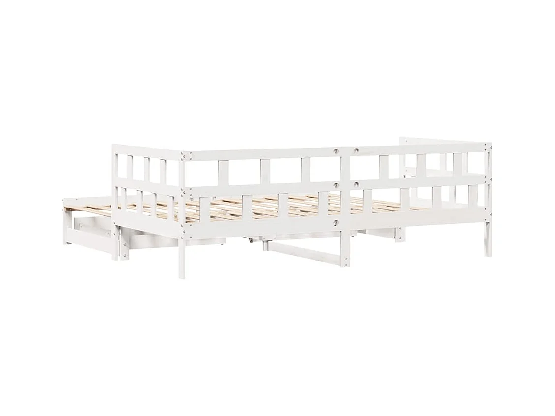 Cama de día con nido y cajones sin colchón blanco 90x190cm