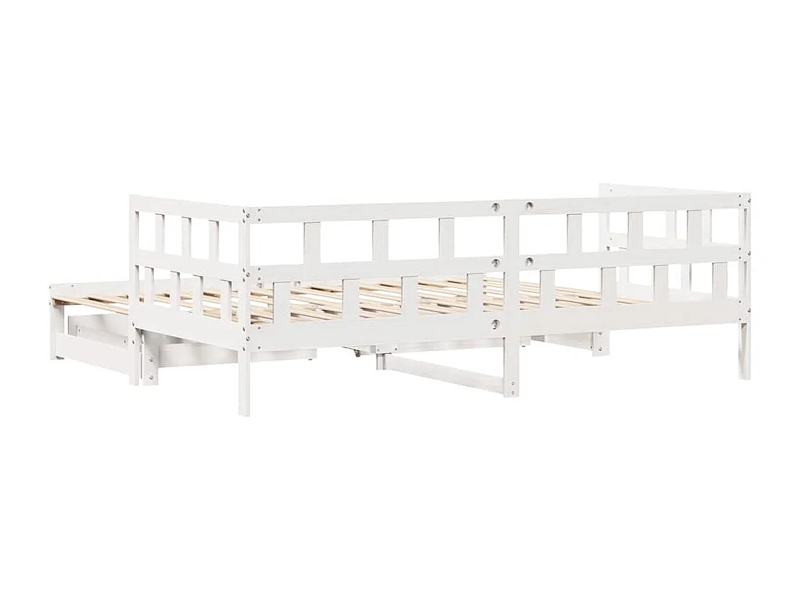 Divano letto con rotelle e cassetti senza materasso bianco 90x190cm