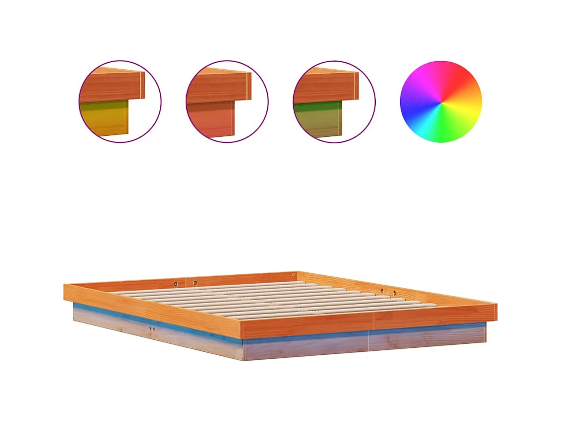 Cadre de lit à LED sans matelas 150x200 cm bois massif