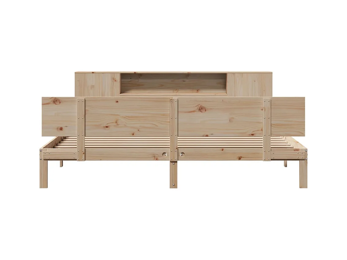 Lit bibliothèque sans matelas 180x200 cm bois massif de pin