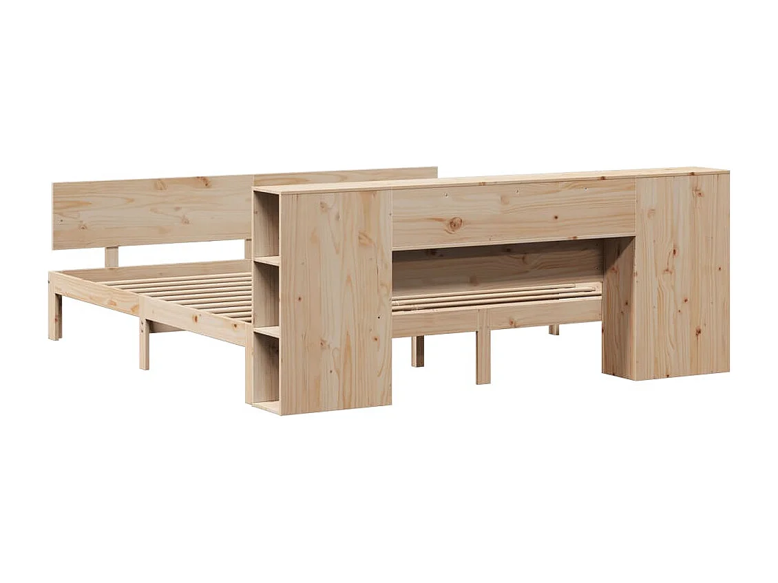 Lit bibliothèque sans matelas 180x200 cm bois massif de pin
