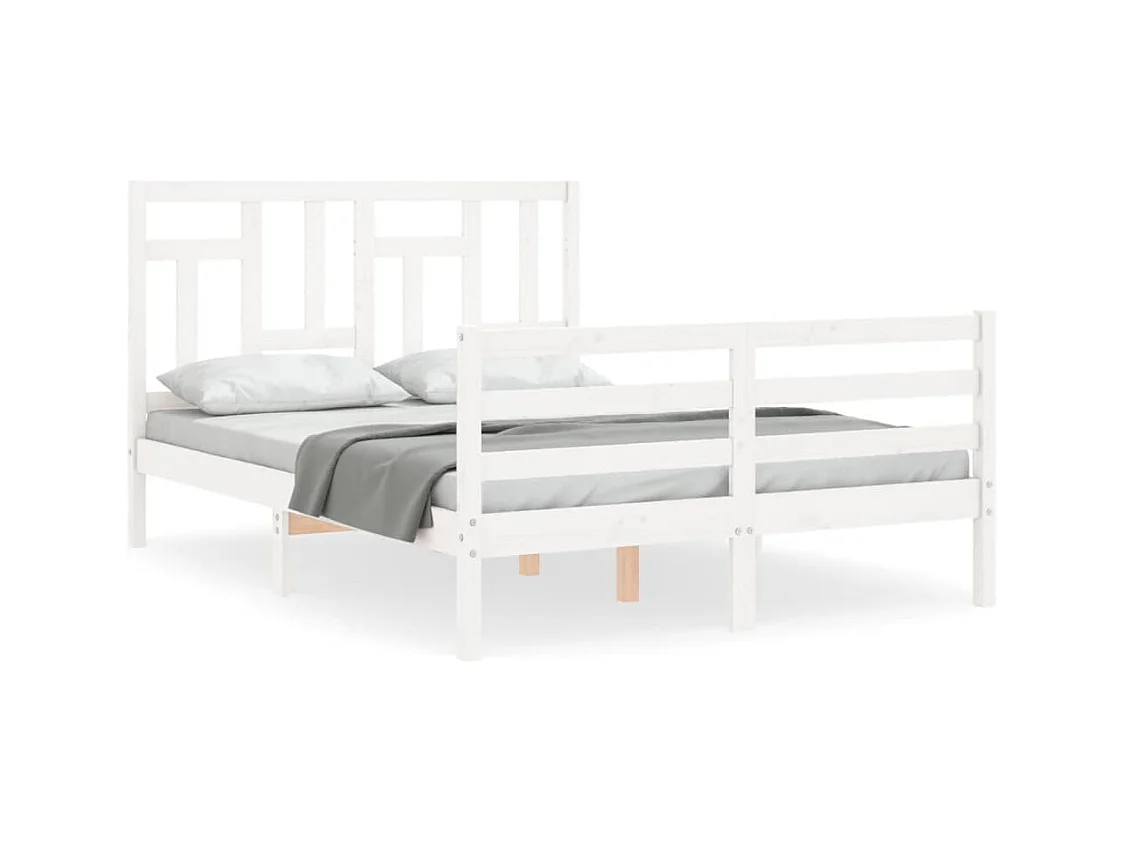 Bedframe zonder witte matras 140x190 cm massief hout