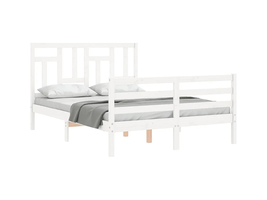 Bedframe zonder witte matras 140x190 cm massief hout