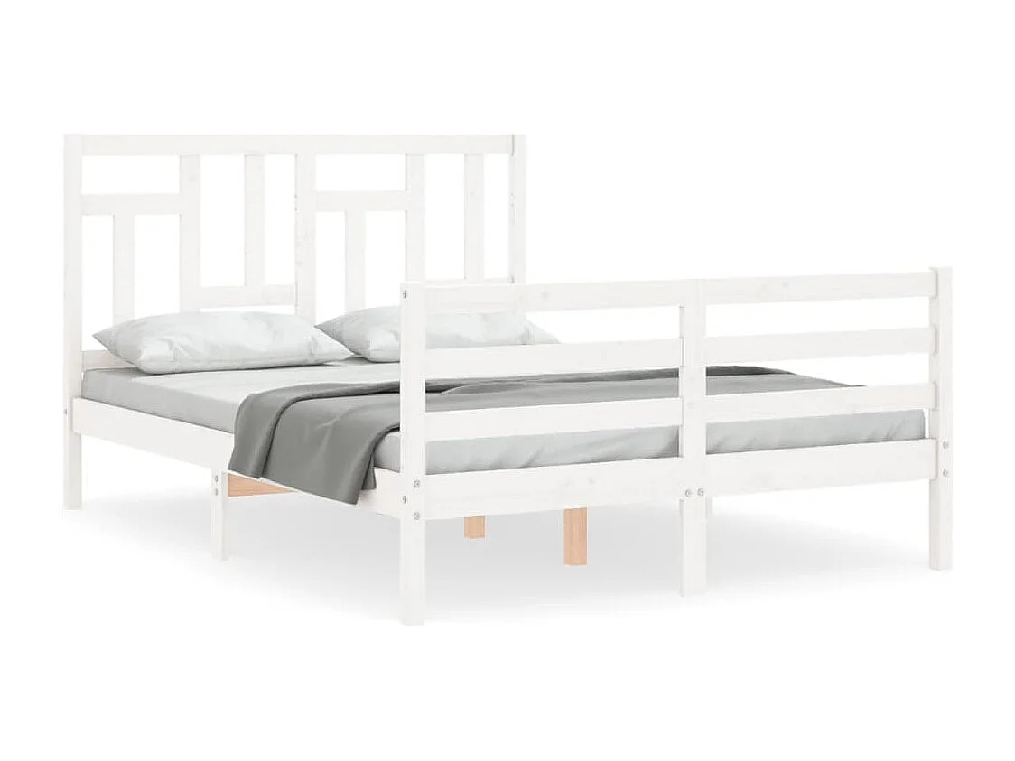Estructura de cama sin colchón blanco 140x190 cm madera maciza