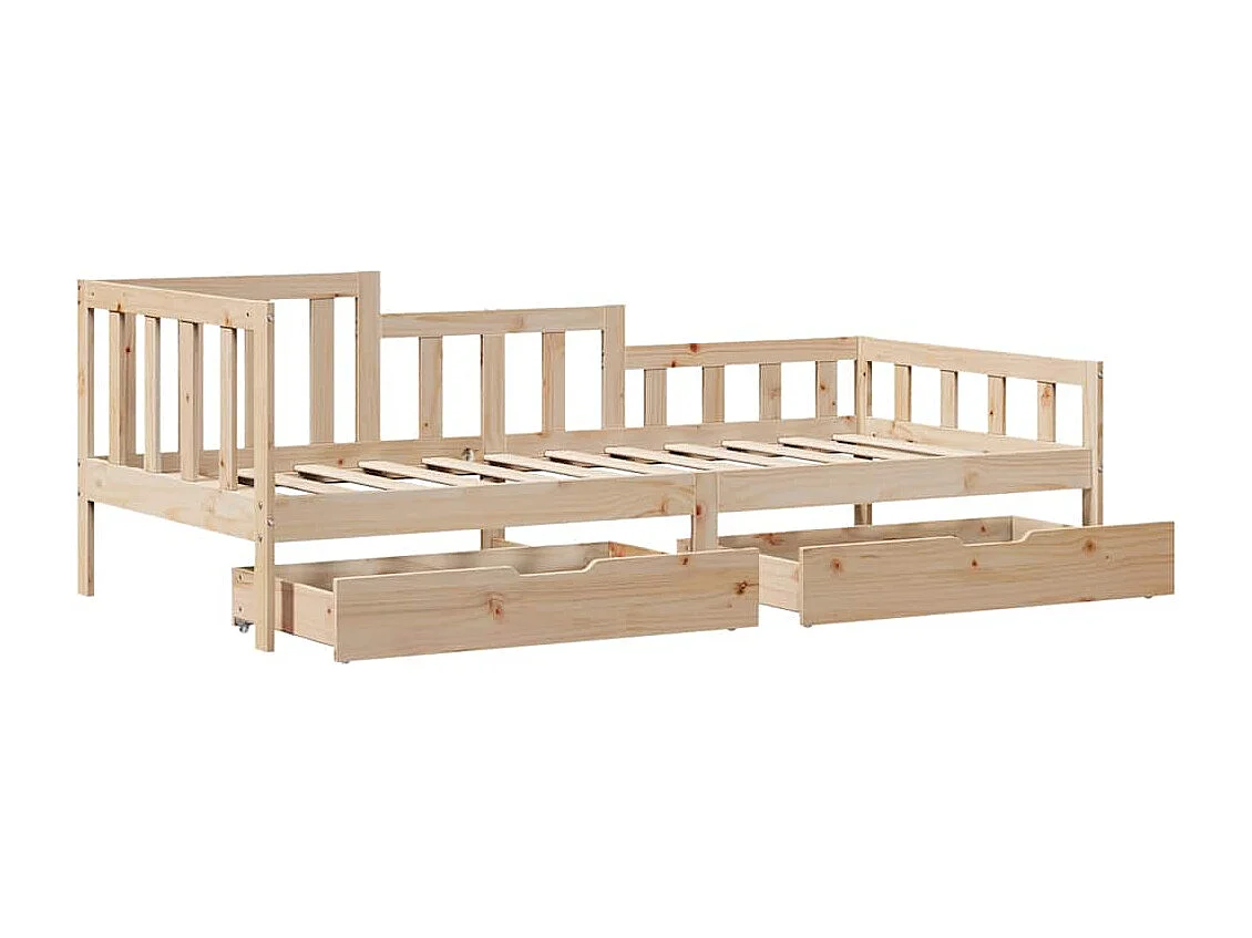 Lit de jour avec tiroirs sans matelas 90x200 cm bois massif