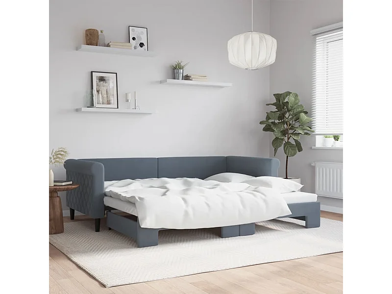 Divano letto con letto estraibile senza materasso grigio scuro 90x200 cm