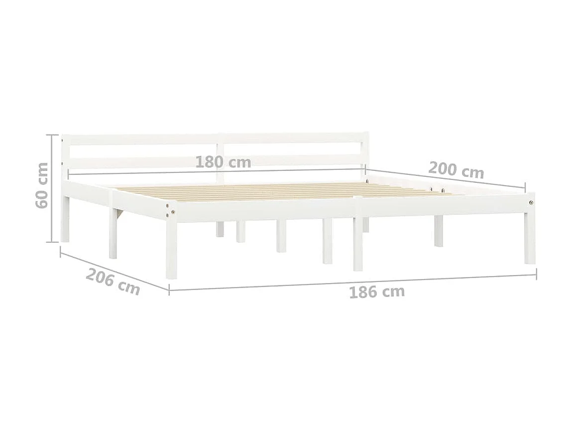 Estructura de cama sin colchón de madera maciza de pino blanco 180x200 cm