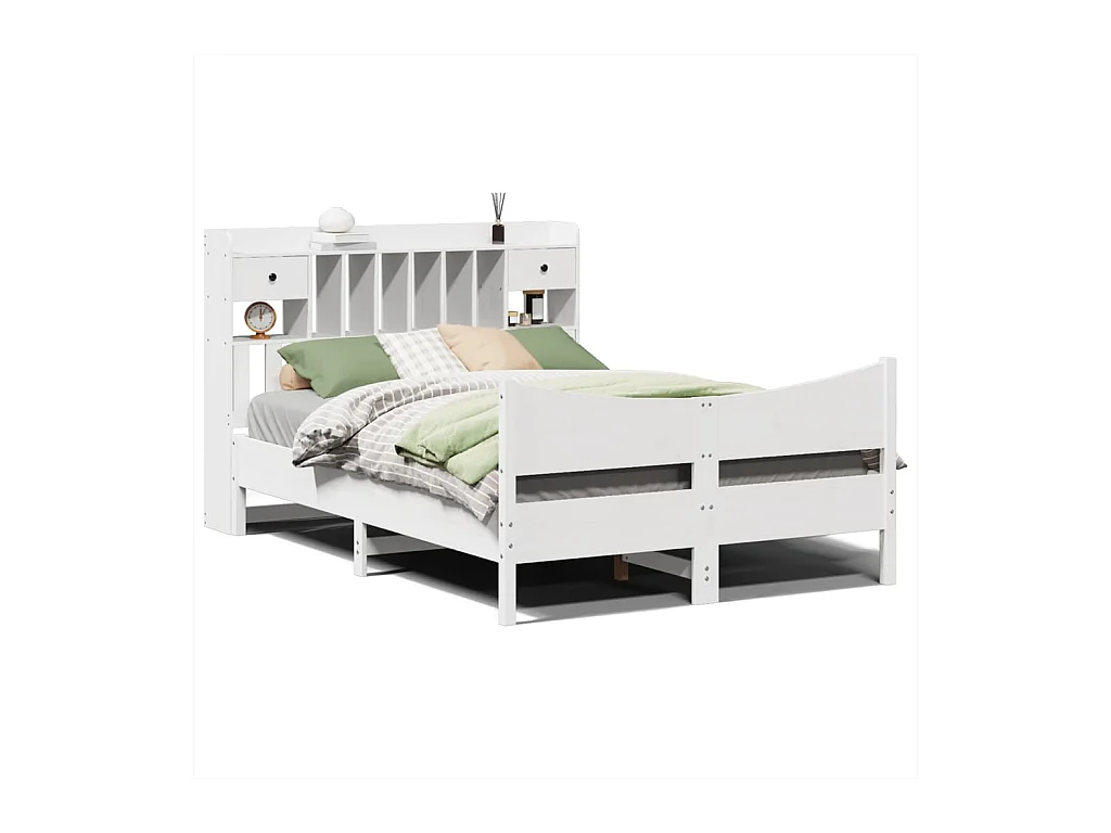 Cadre de lit sans matelas blanc 140x200 cm bois de pin massif