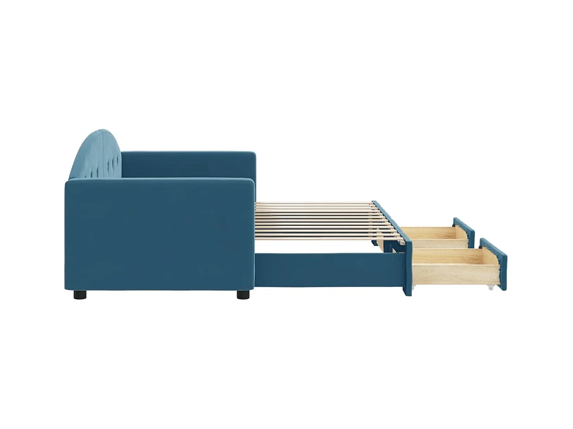 Dagbed met onderschuifbed en lades zonder matras blauw 80x200 cm