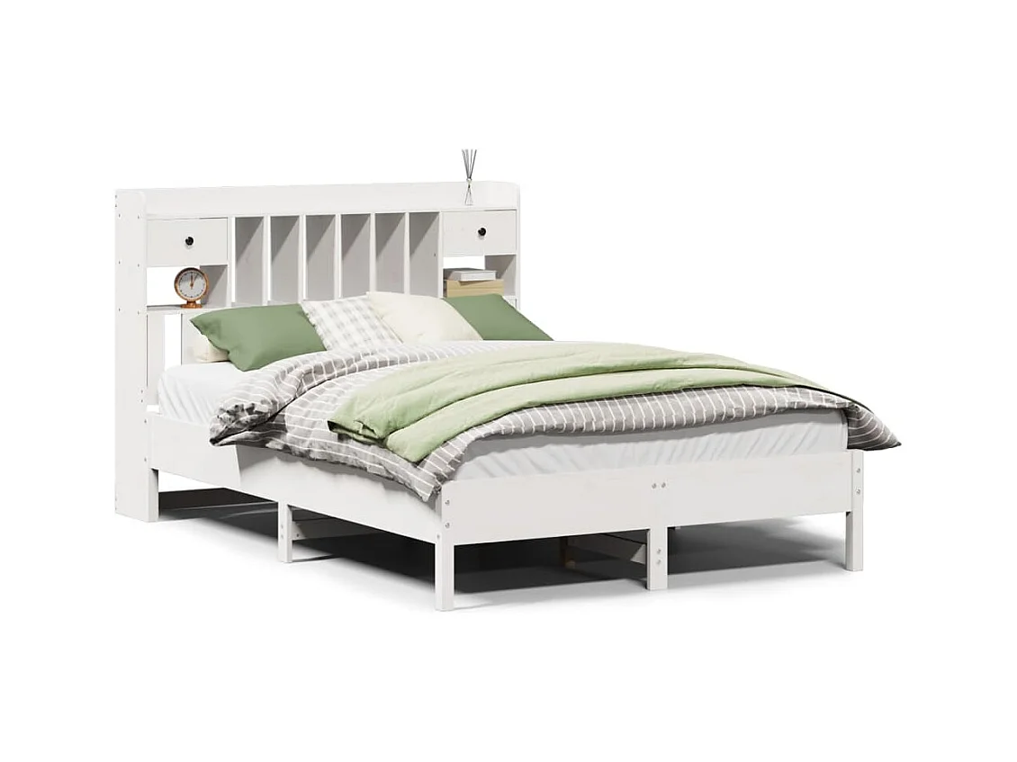 Weißes Regalbett ohne Matratze 160x200 cm Massivholz Kiefer