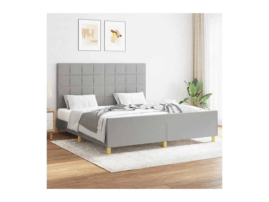 Cadre de lit sans matelas gris clair 160x200 cm tissu