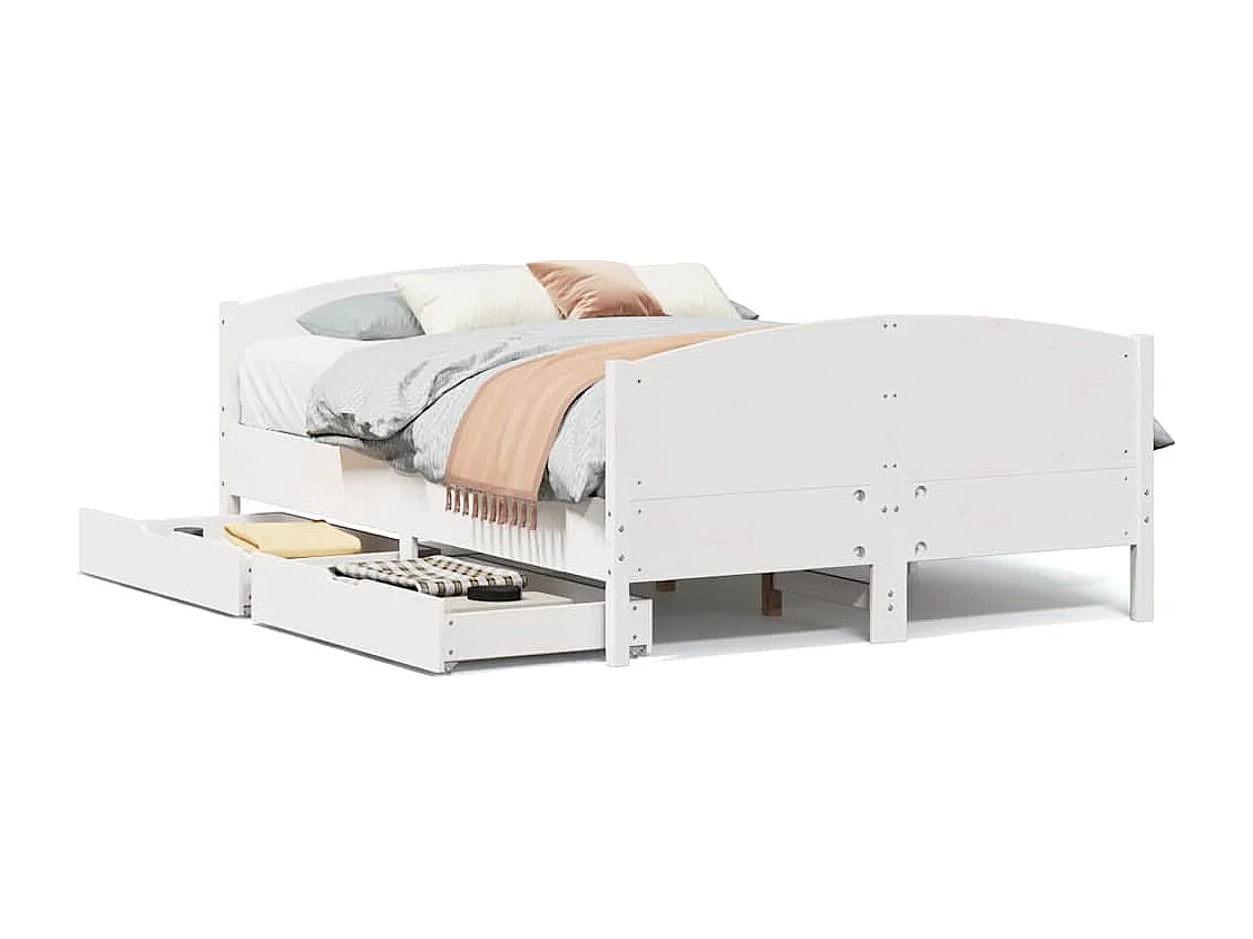 Struttura letto senza materasso bianco 150x200 cm in legno massello di pino