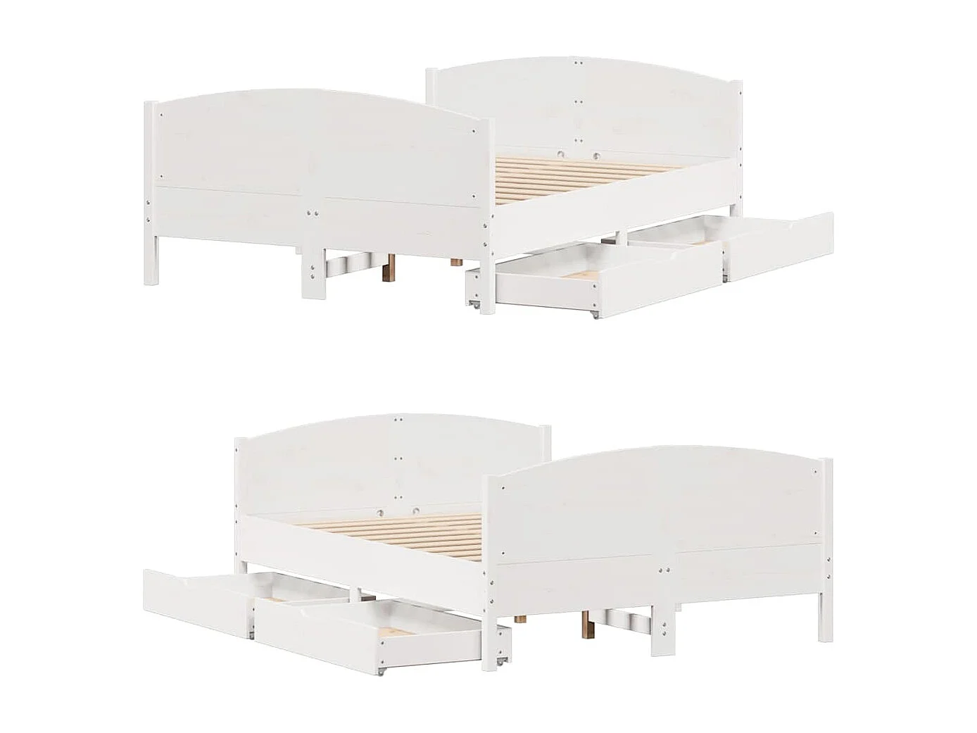 Struttura letto senza materasso bianco 150x200 cm in legno massello di pino