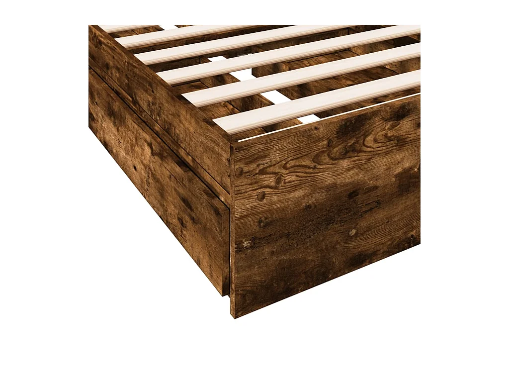 Bedframe met lades zonder matras gerookt eiken 75x190 cm