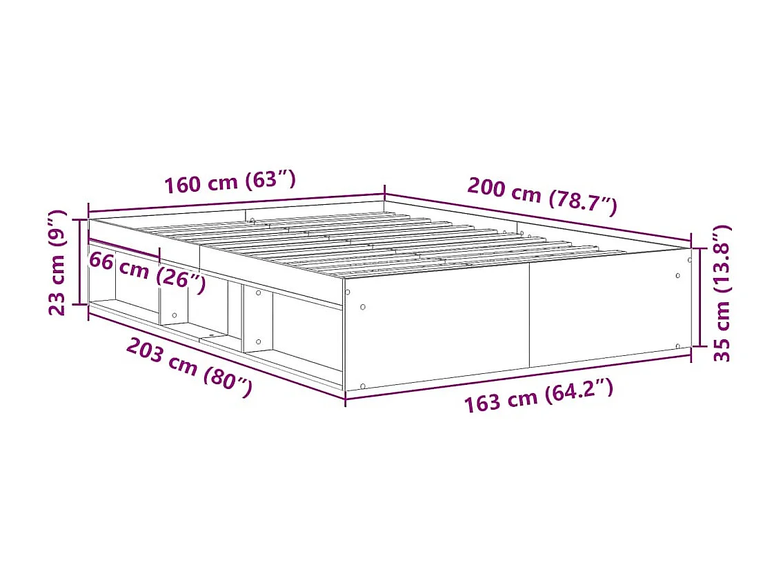 Cadre de lit sans matelas blanc 160x200 cm