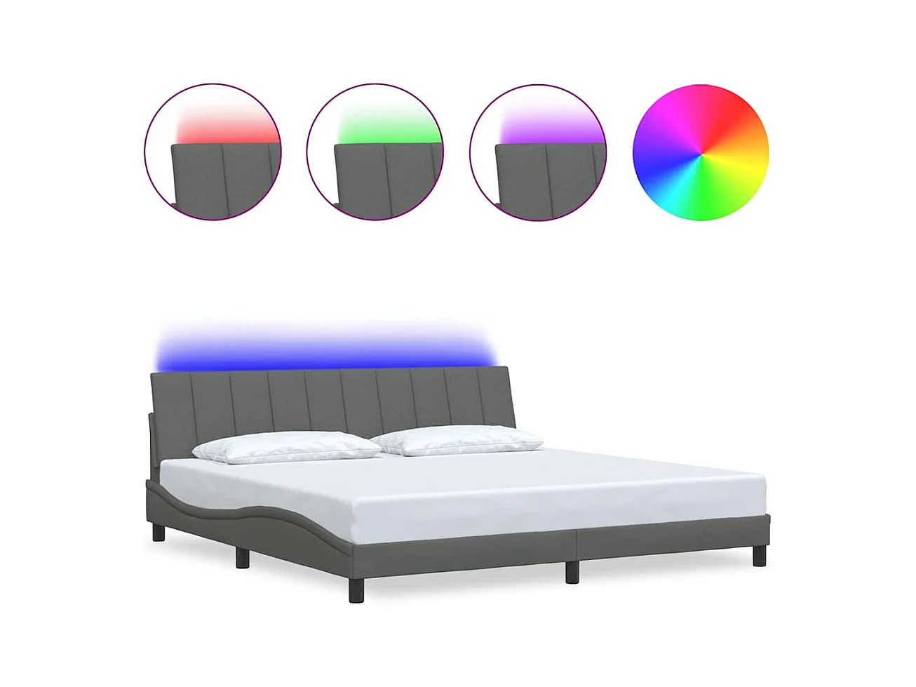 Struttura letto senza materasso tessuto grigio scuro 200x200 cm