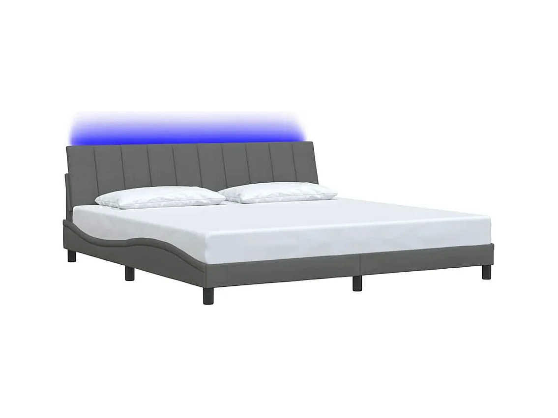 Struttura letto senza materasso tessuto grigio scuro 200x200 cm