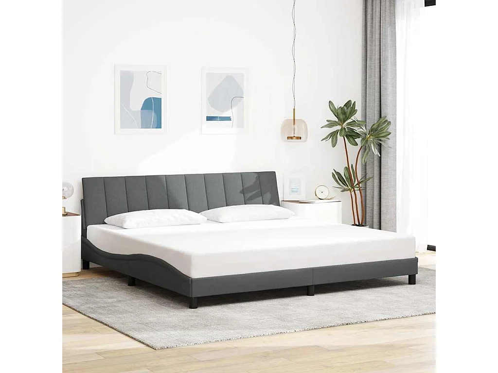 Cadre de lit sans matelas gris foncé 200x200 cm tissu