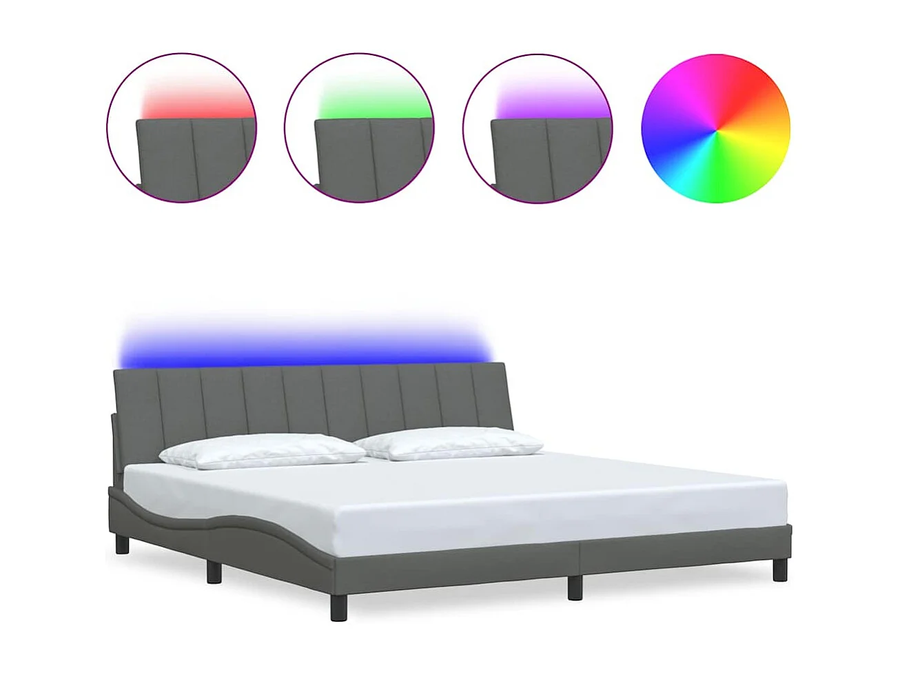 Cadre de lit sans matelas gris foncé 200x200 cm tissu