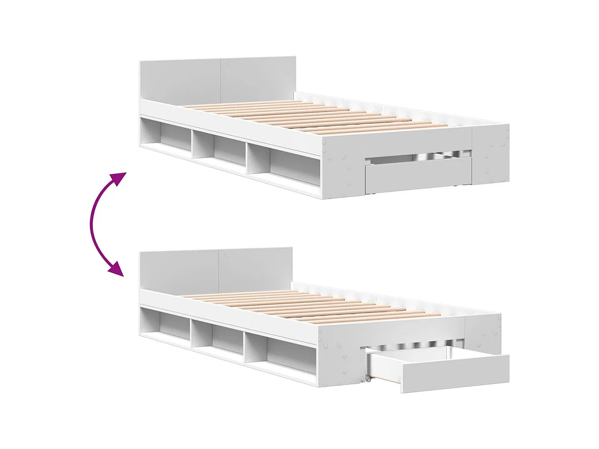 Estructura de cama con cajón sin colchón blanca 75x190 cm