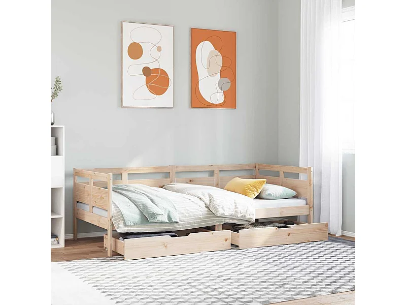 Divano letto con cassetti senza materasso 80x200 cm in legno massello