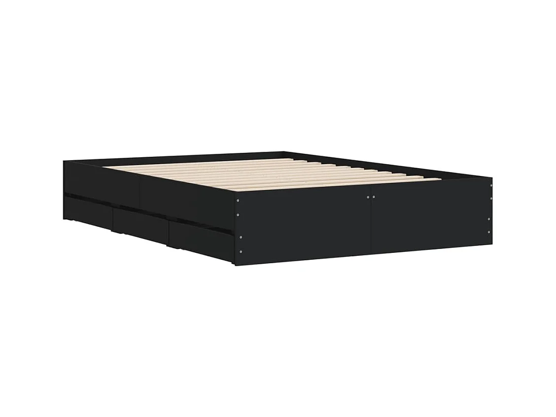 Bedframe met lades zonder matras zwart 135x190 cm