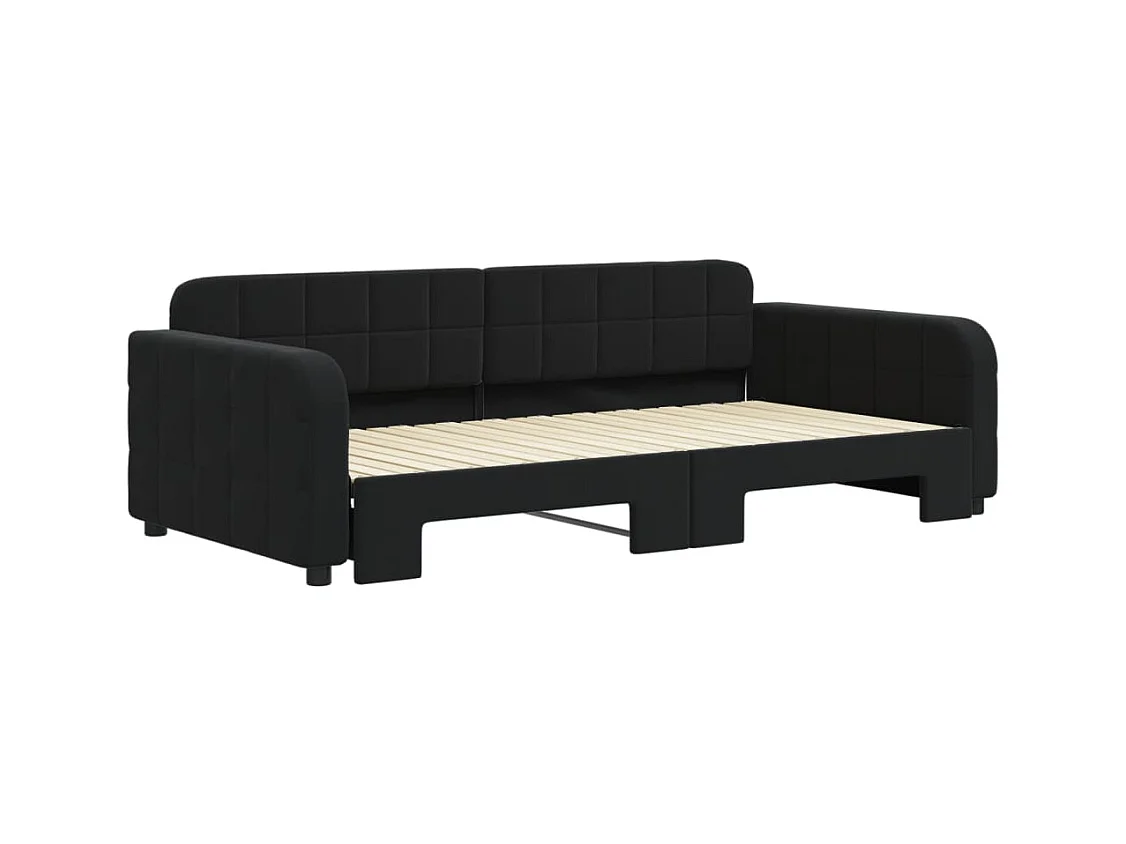 Lit de jour avec gigogne sans matelas noir 100x200 cm