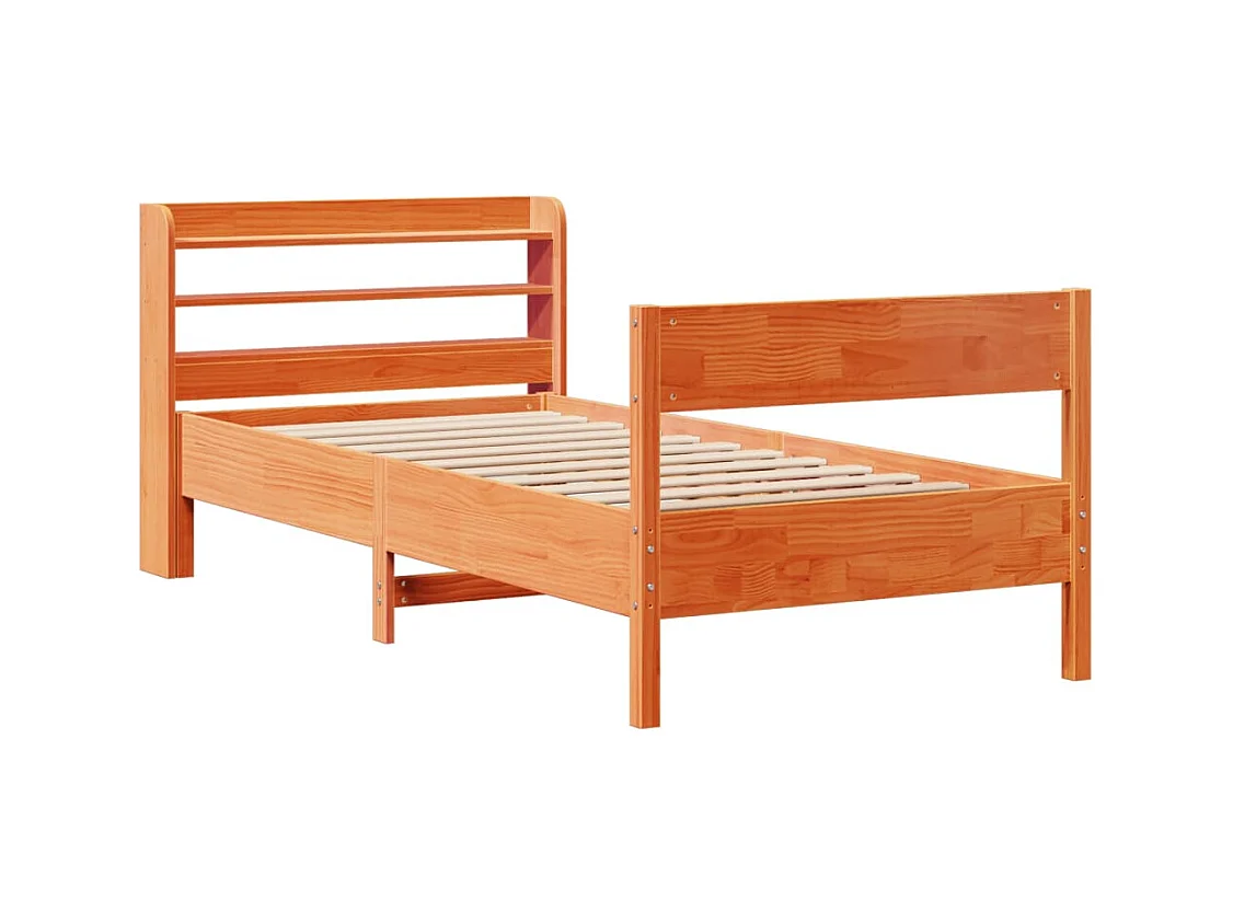 Estructura de cama sin colchón marrón cera 75x190 cm madera maciza de pino