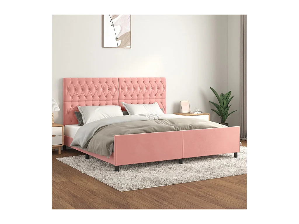 Cadre de lit sans matelas rose 200x200 cm velours