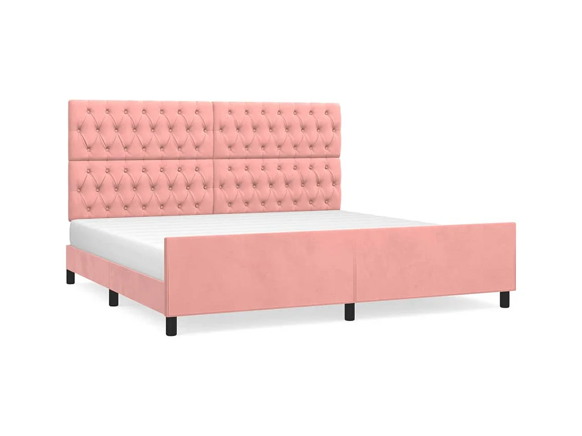Cadre de lit sans matelas rose 200x200 cm velours