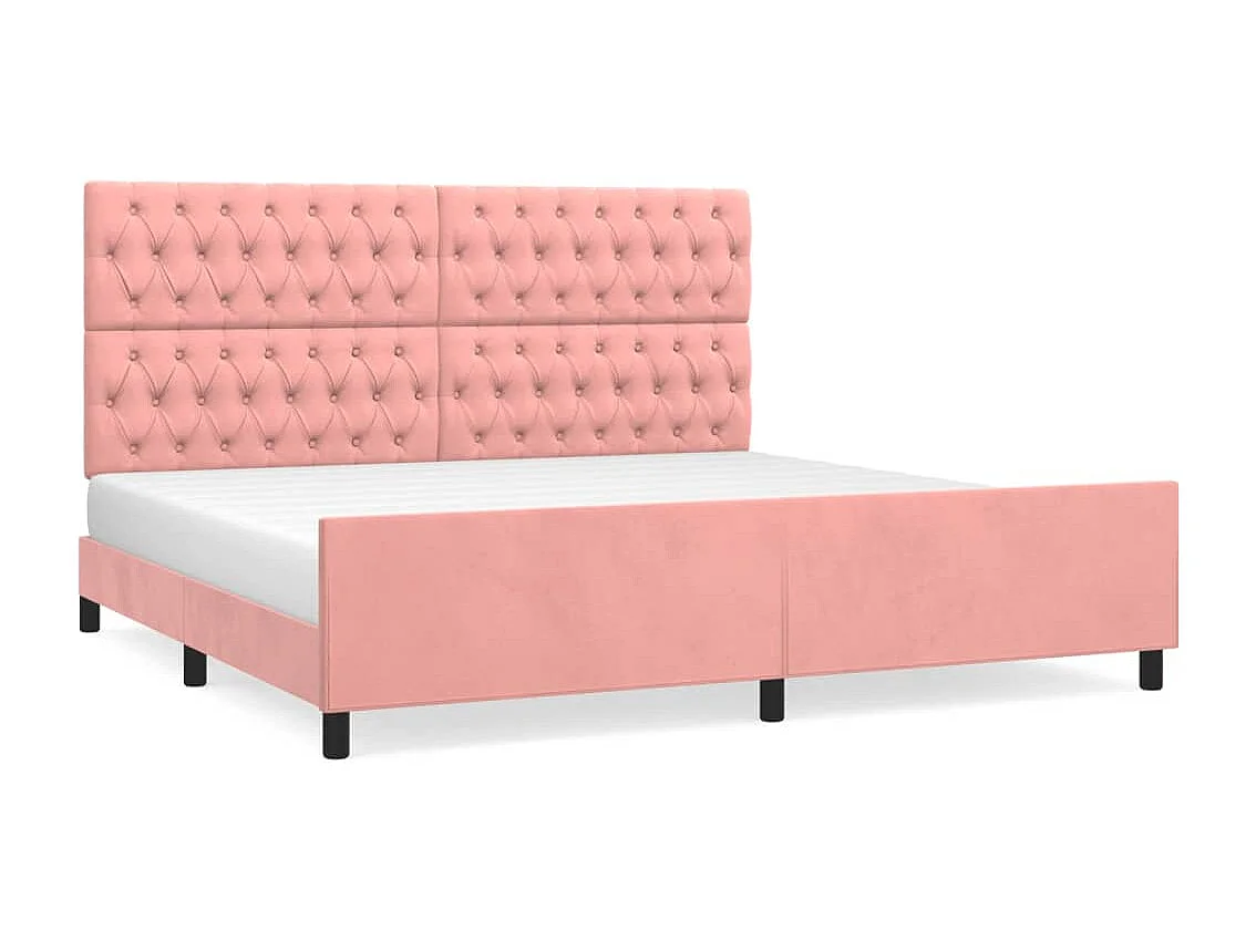 Cadre de lit sans matelas rose 200x200 cm velours