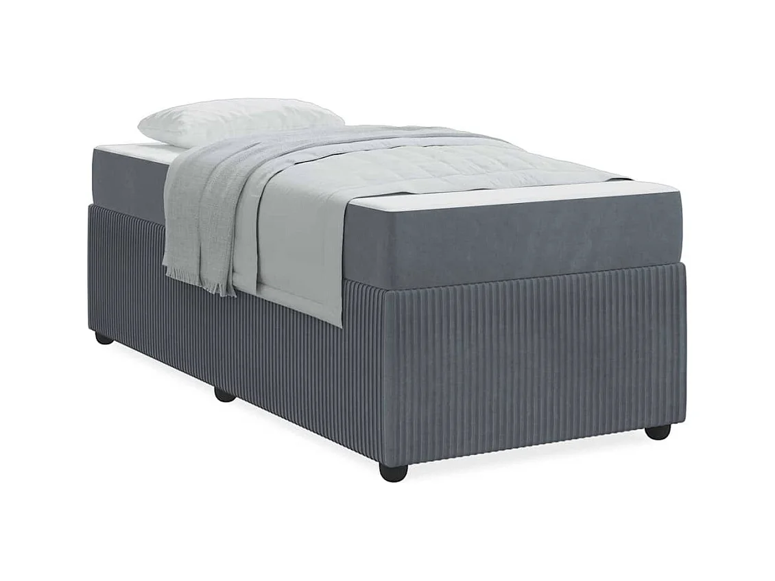 Struttura letto con materasso Grigio scuro 90 x 200 cm Velluto