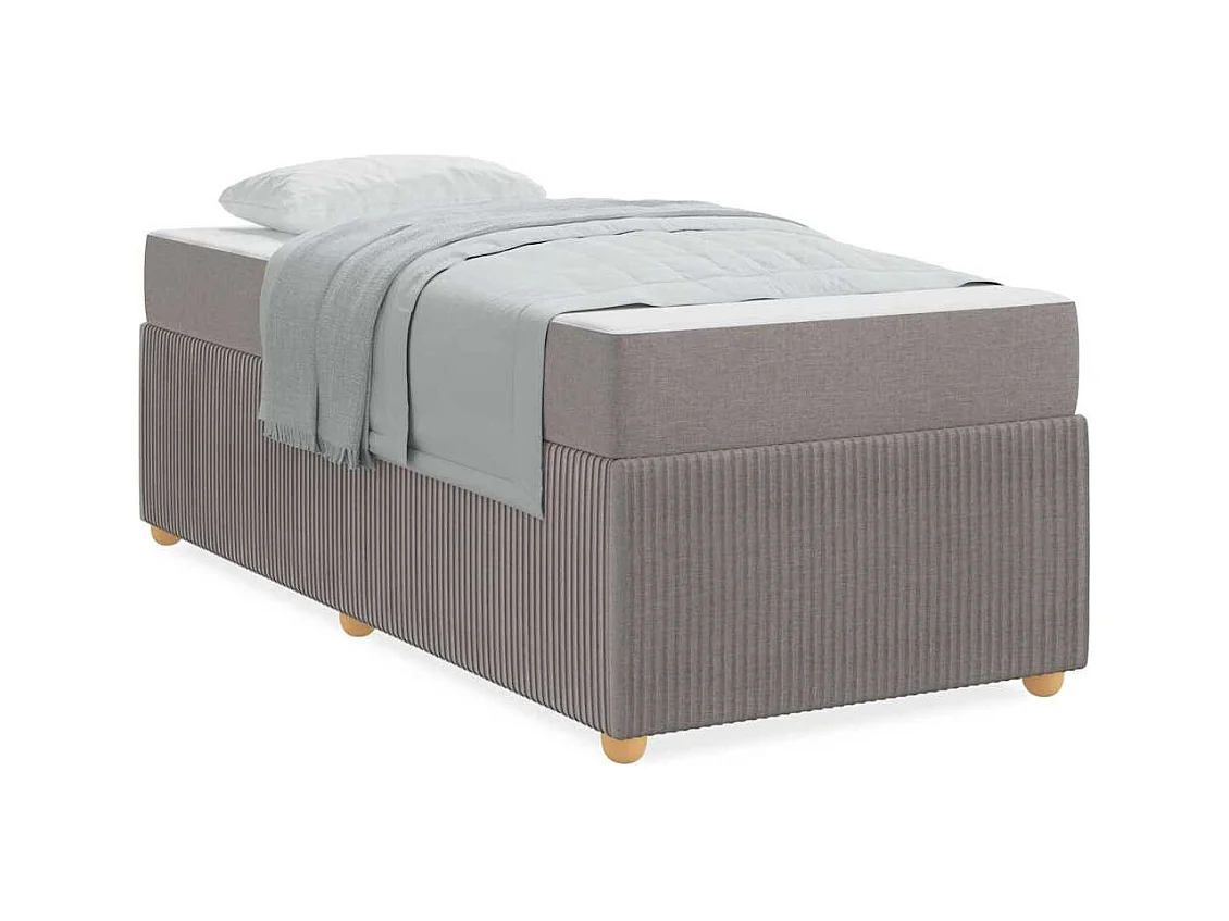 Cadre de lit avec matelas avec matelas Taupe 80 x 200 cm tissu