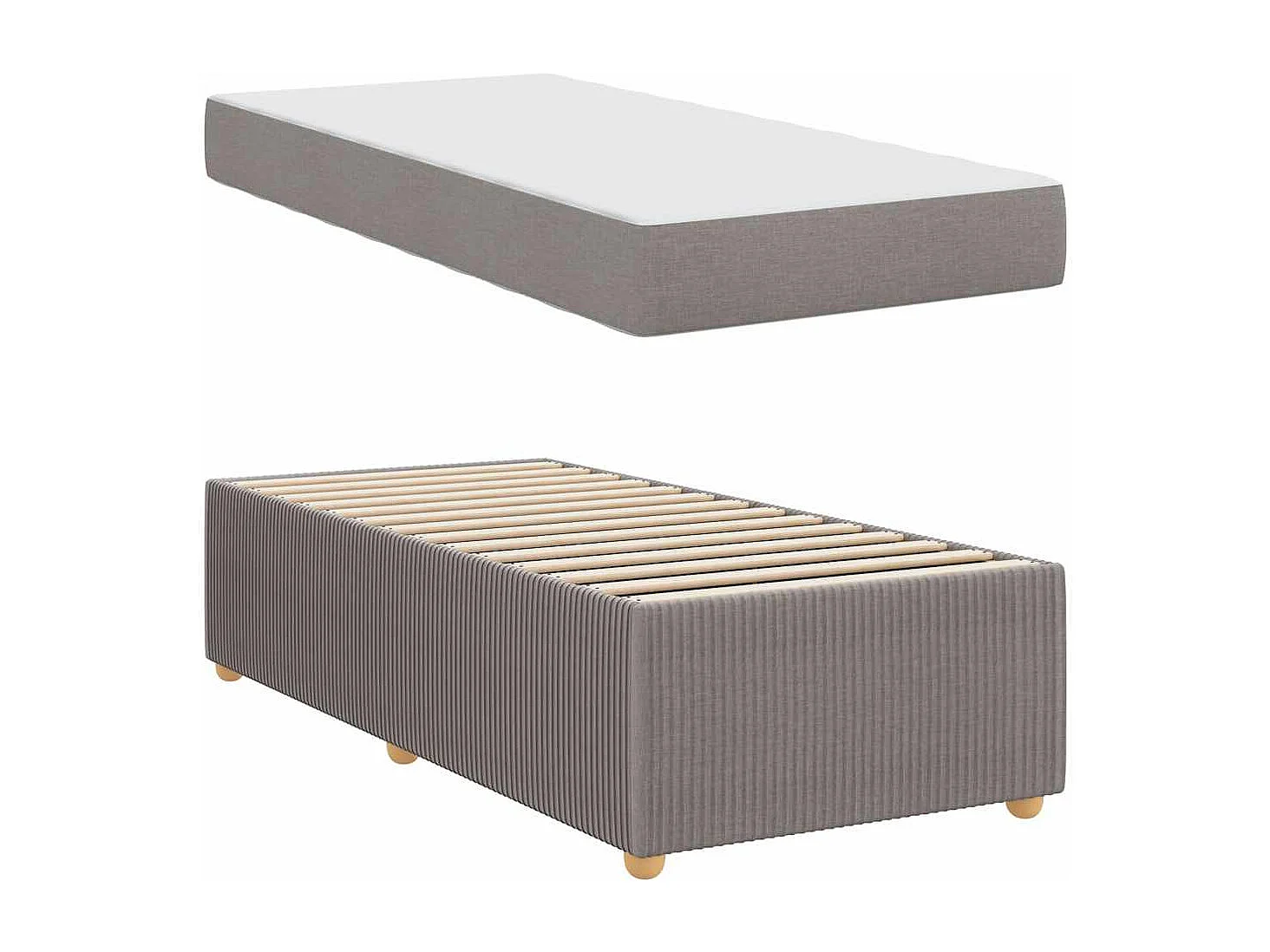 Cadre de lit avec matelas avec matelas Taupe 80 x 200 cm tissu