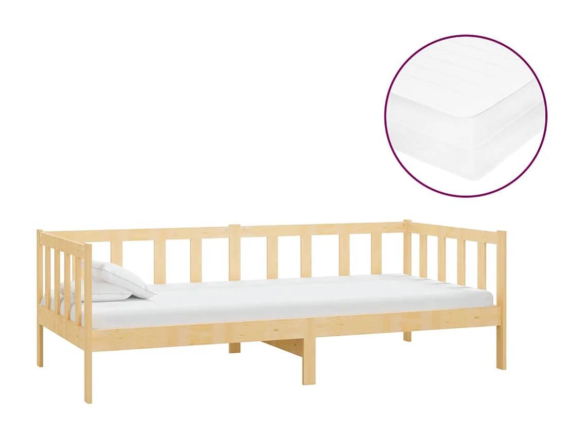Lit de repos avec matelas 90x200 cm Bois de pin massif