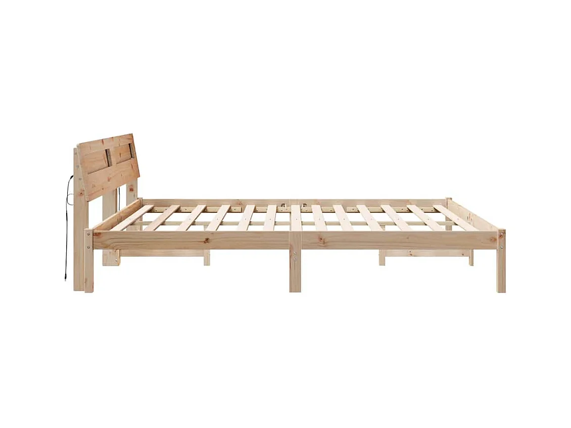 Struttura letto marrone 200 x 200 cm Pino massello e Pino massello