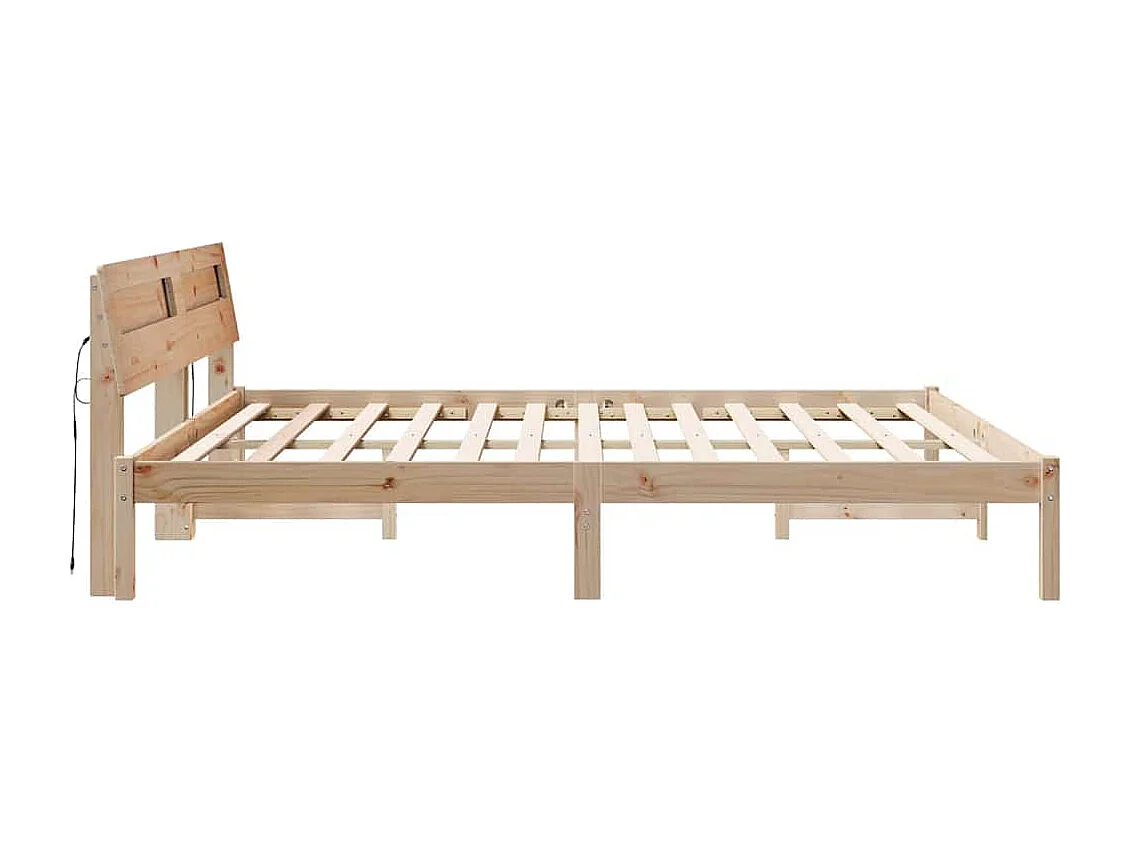 Estructura de cama marrón 200 x 200 cm Pino macizo y Pino macizo