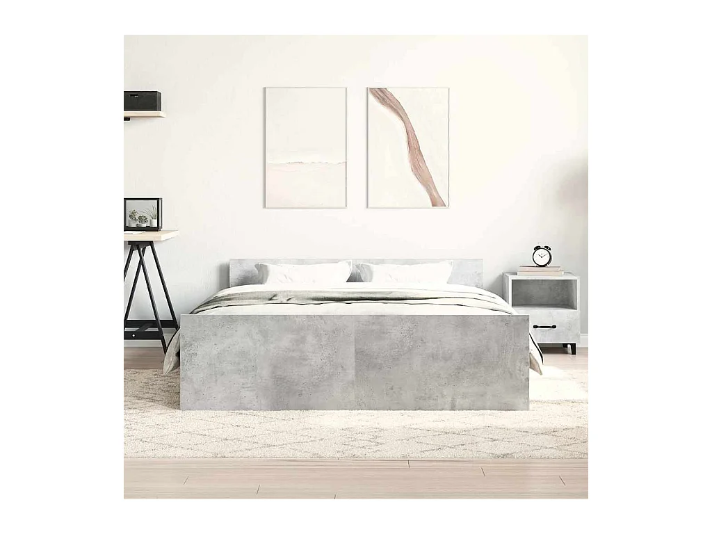 Struttura letto senza materasso cemento grigio 140x190 cm
